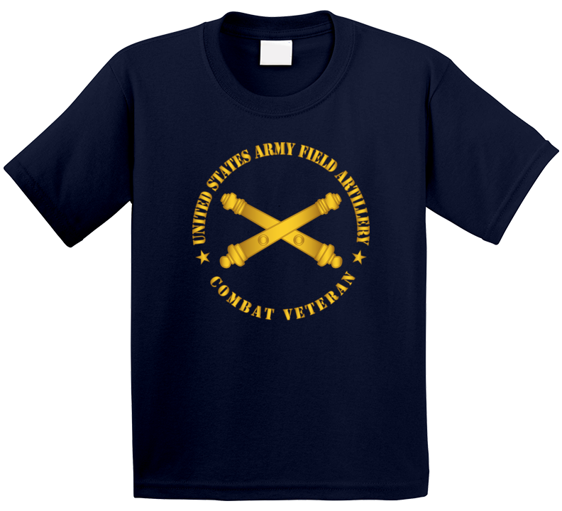 Army - US Army Field Arty Combat Vet Branch wo BackGrnd T Shirt