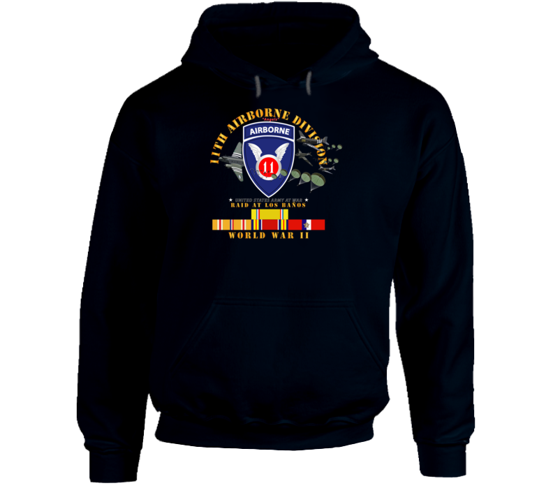 Army - 11th Airborne Division - Raid At Los BaÃ±os W Jumpers - Wwii W Pac Svc Hoodie