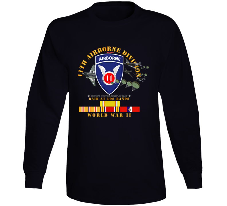 Army - 11th Airborne Division - Raid At Los BaÃ±os W Jumpers - Wwii W Pac Svc Long Sleeve