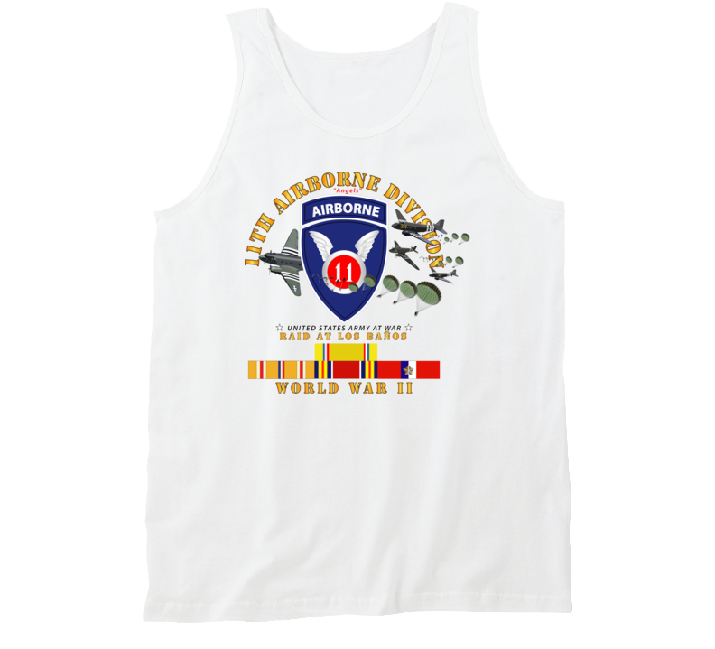 Army - 11th Airborne Division - Raid At Los BaÃ±os W Jumpers - Wwii W Pac Svc Tanktop