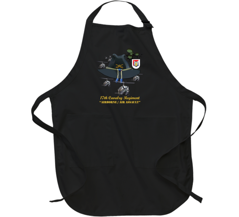 Army - 17th Cavalry Hat - Abn - Air Assault  w Br w Flash  w Slicks Apron