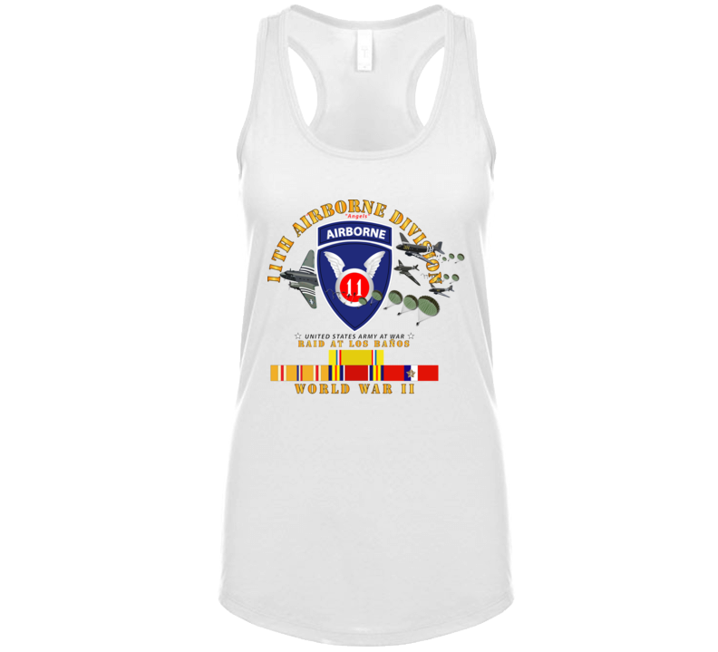 Army - 11th Airborne Division - Raid At Los BaÃ±os W Jumpers - Wwii W Pac Svc Tanktop