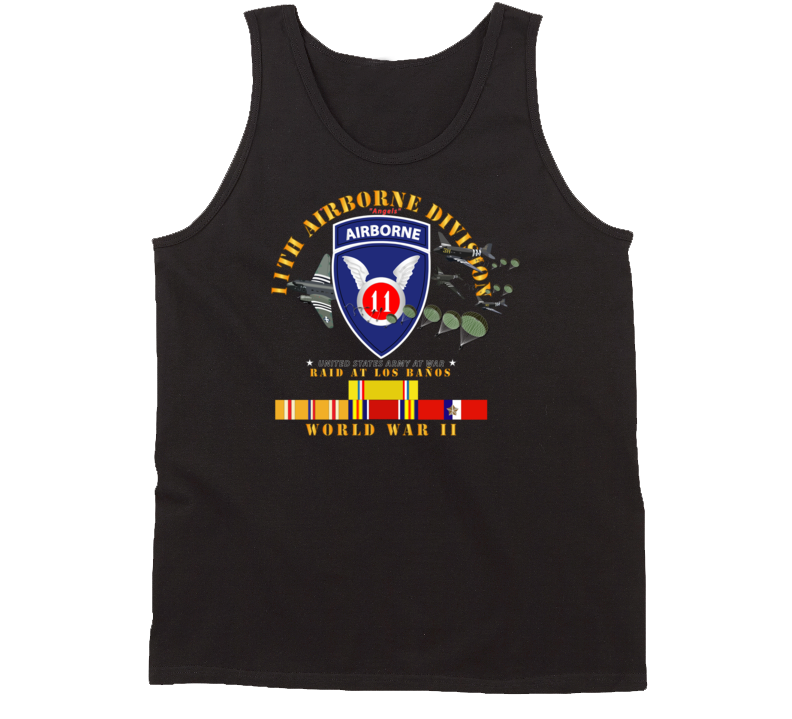 Army - 11th Airborne Division - Raid At Los BaÃ±os W Jumpers - Wwii W Pac Svc Tanktop