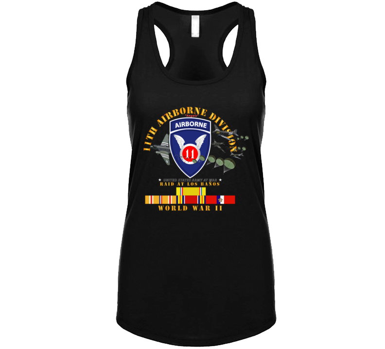 Army - 11th Airborne Division - Raid At Los BaÃ±os W Jumpers - Wwii W Pac Svc Tanktop