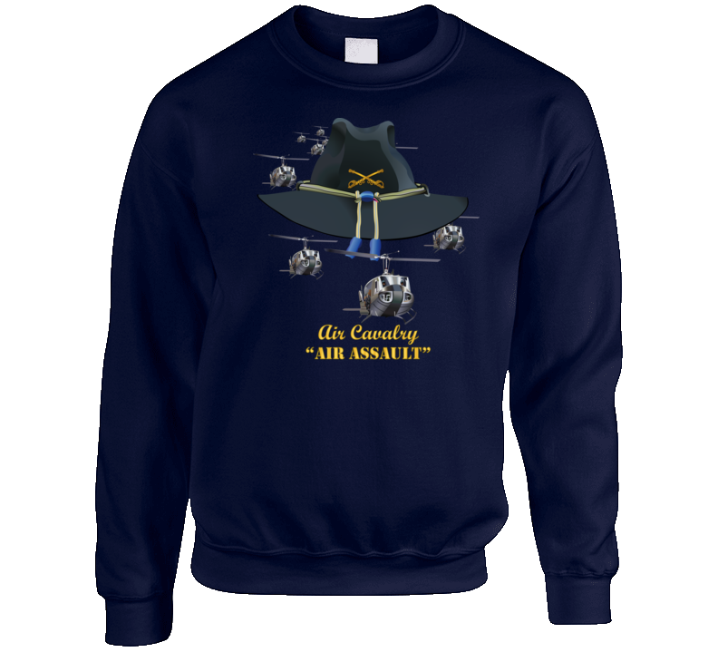 Army - Cavalry Hat - Air Assault  w Branch w Slicks Crewneck Sweatshirt