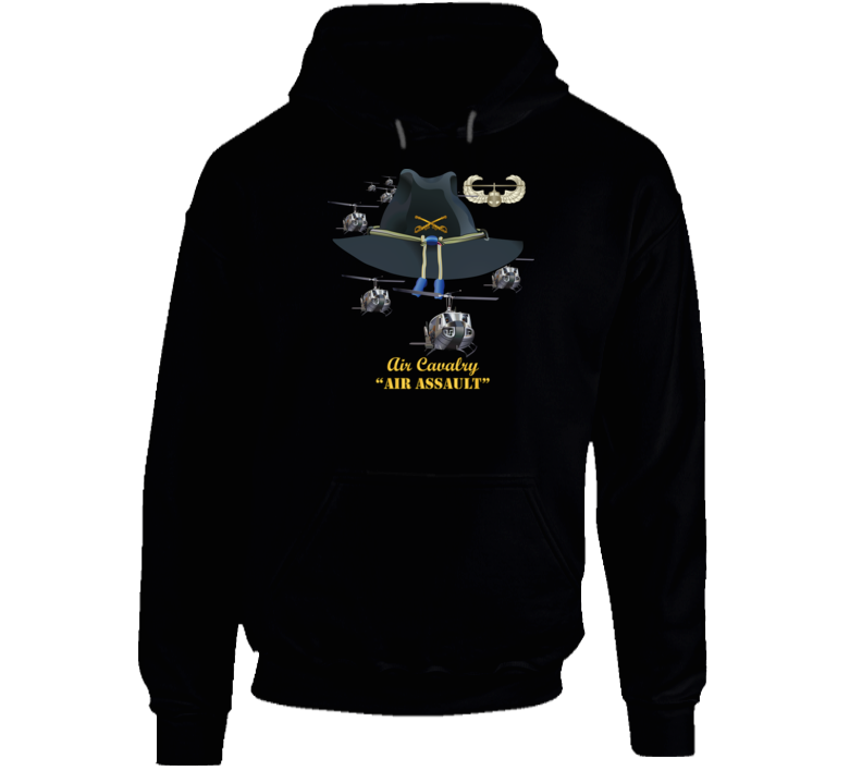 Army - Cavalry Hat - Air Assault  w Br w AA Badge  w Slicks Hoodie