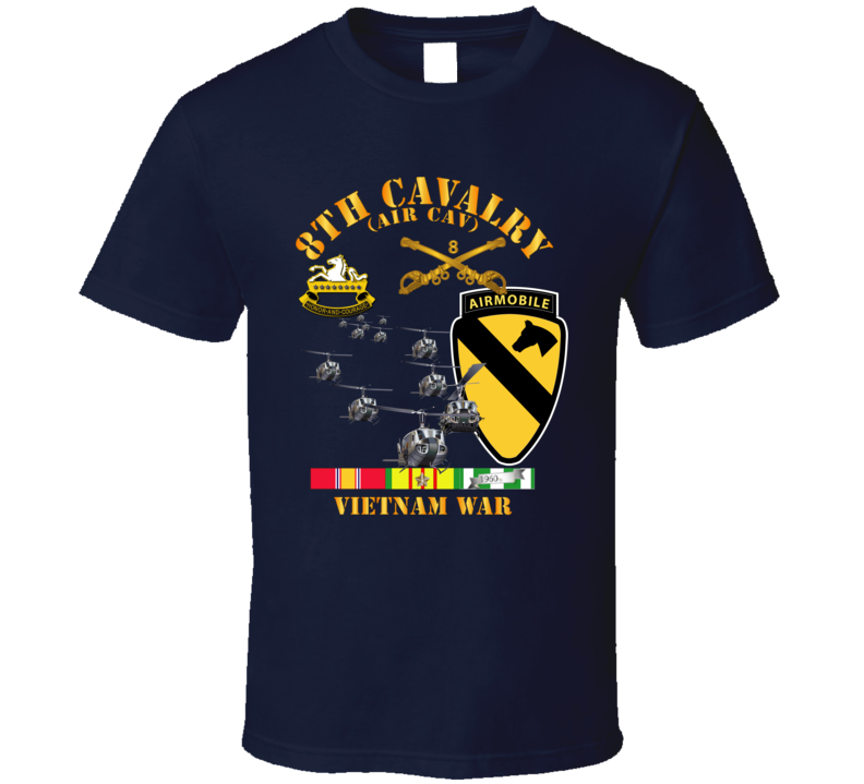 Army - 8th Cavalry (Air Cav) - 1st  Cav Division w SVC T Shirt
