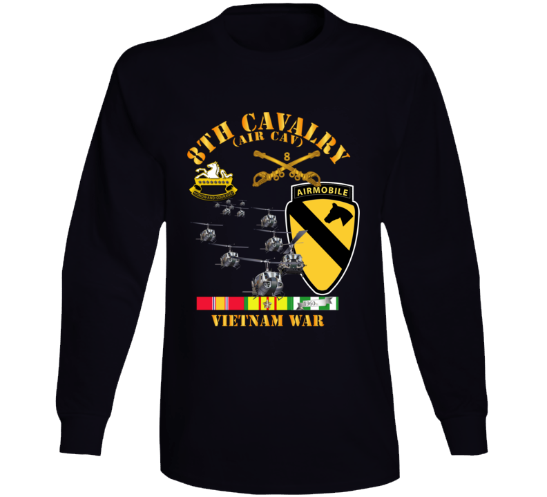 Army - 8th Cavalry (Air Cav) - 1st  Cav Division w SVC Long Sleeve