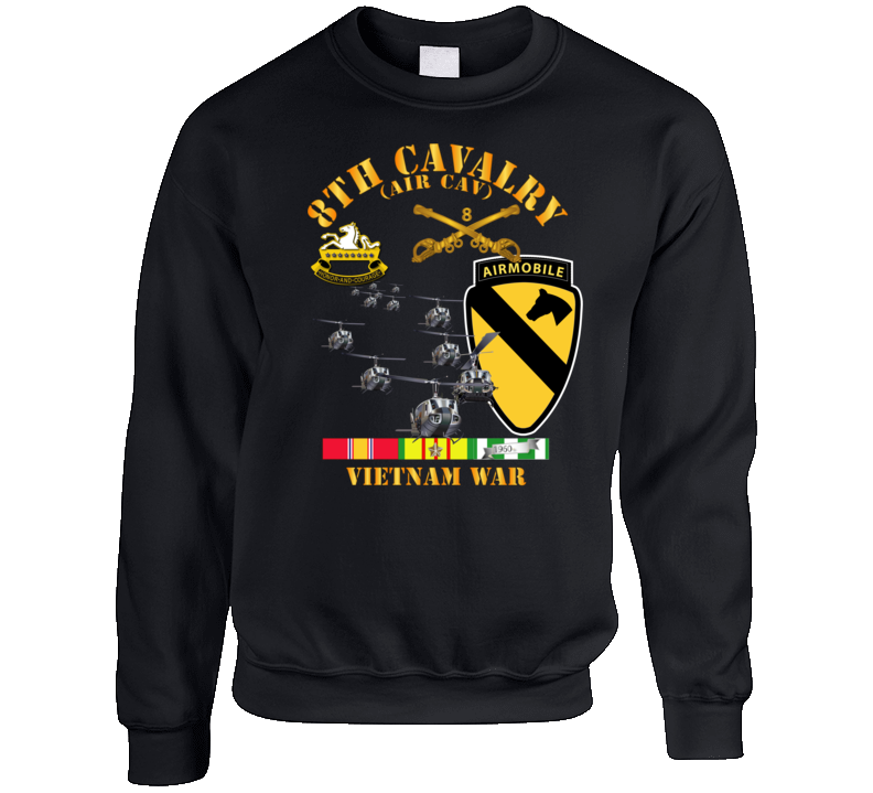 Army - 8th Cavalry (Air Cav) - 1st  Cav Division w SVC Crewneck Sweatshirt