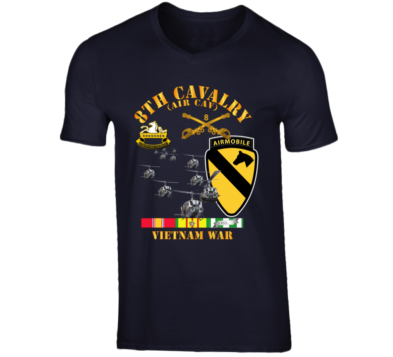 Army - 8th Cavalry (air Cav) - 1st  Cav Division W Svc V-neck