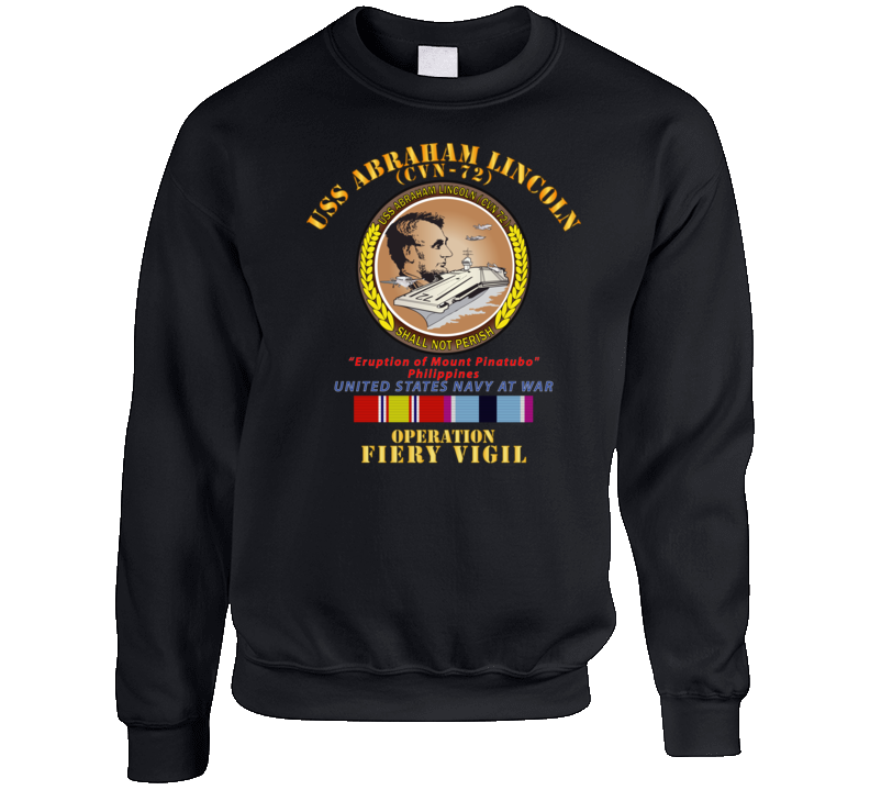 Navy - Uss Abraham Lincoln - Operation Firey Vigil W Svc Crewneck Sweatshirt