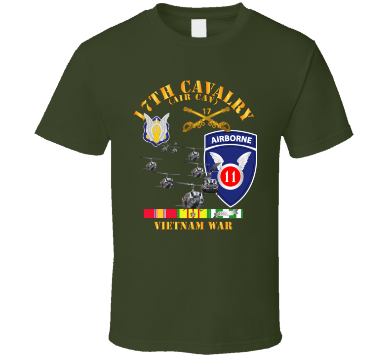 Army - 17th Cavalry (Air CAv) - 11th Airborne Division w SVC T Shirt