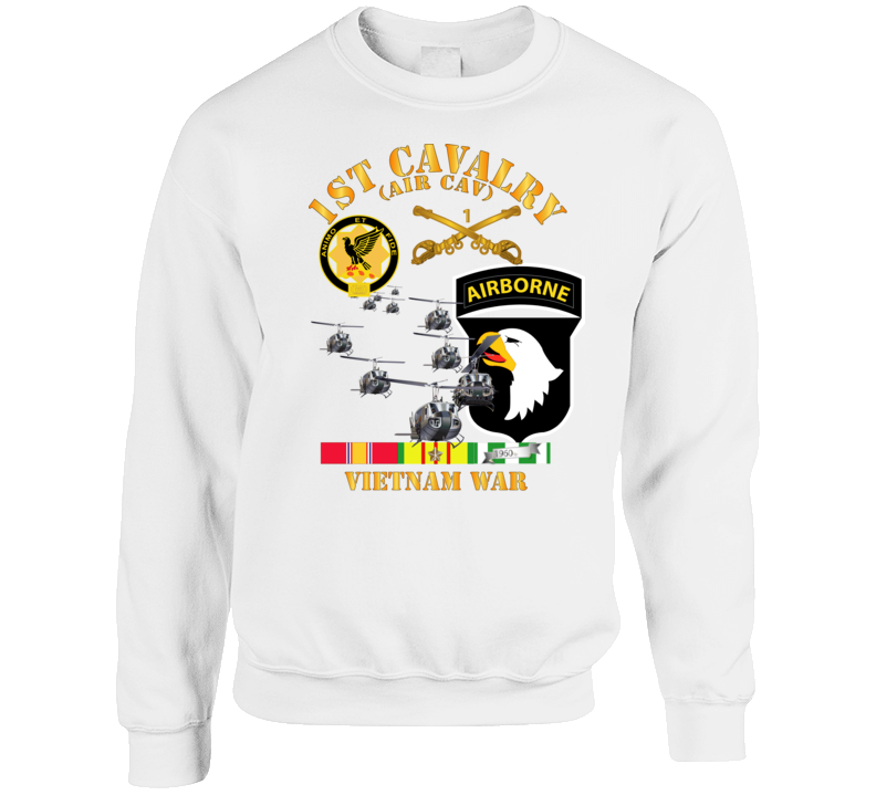 Army - 1st Cavalry (air Cav) - 101st Airborne Div W Svc Crewneck Sweatshirt