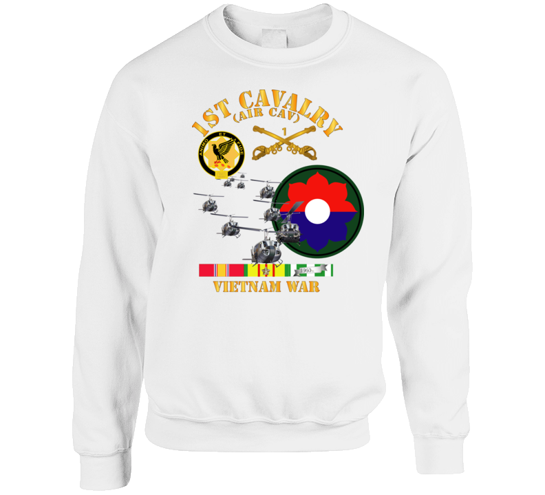 Army - 1st Cavalry (air Cav) - 9th Infantry Div W Svc Crewneck Sweatshirt