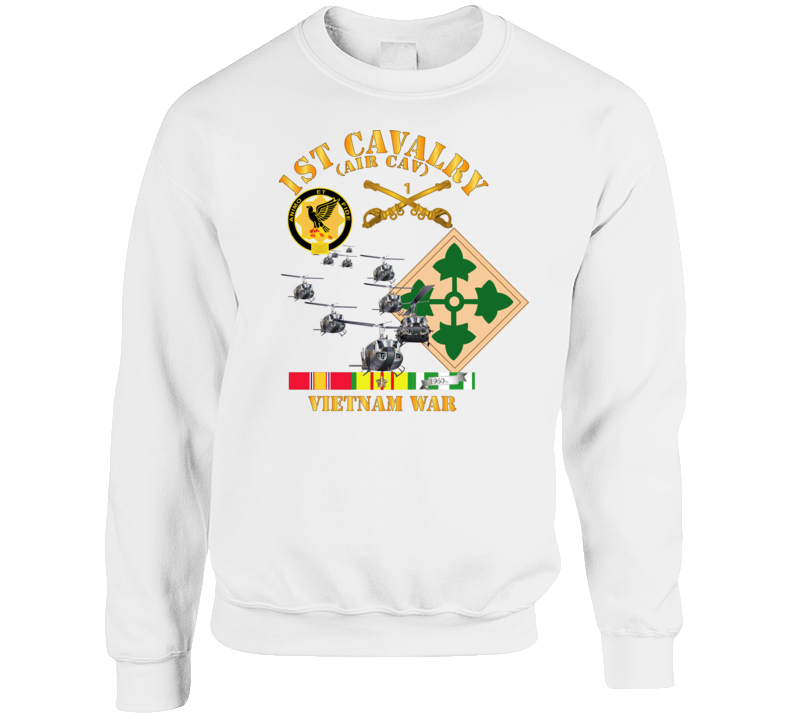 Army - 1st Cavalry (air Cav) - 4th Infantry Div W Svc Crewneck Sweatshirt