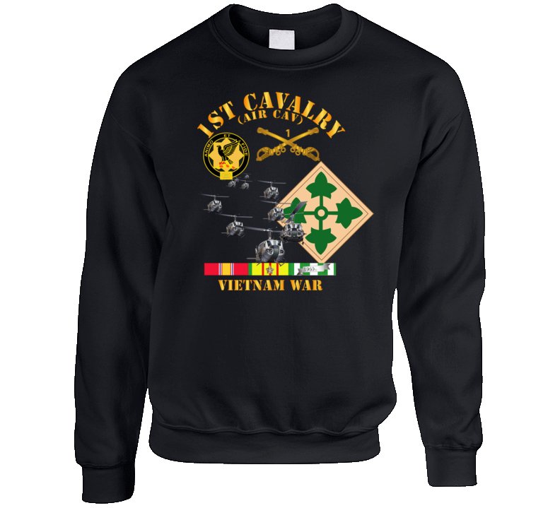 Army - 1st Cavalry (air Cav) - 4th Infantry Div W Svc Crewneck Sweatshirt