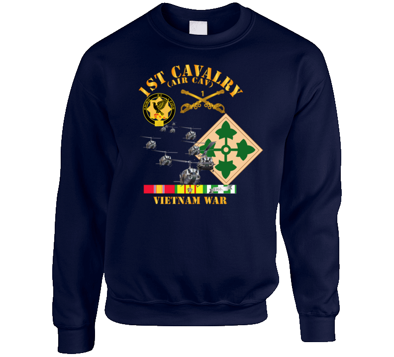 Army - 1st Cavalry (air Cav) - 4th Infantry Div W Svc Crewneck Sweatshirt