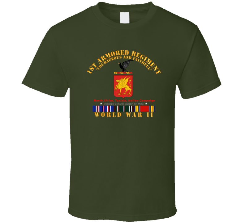 Army - 1st Armored Regiment - Coa -wwii  Eu Svc T Shirt