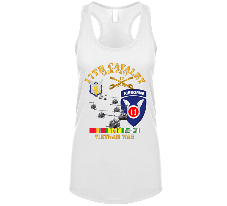 Army - 17th Cavalry (air Cav) - 11th Airborne Division W Svc Ladies Tanktop