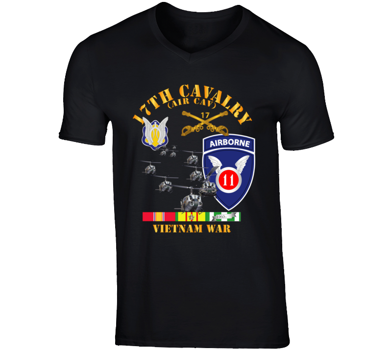 Army - 17th Cavalry (air Cav) - 11th Airborne Division W Svc V-neck