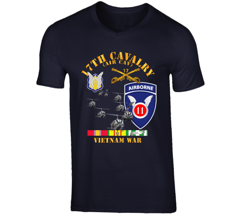 Army - 17th Cavalry (air Cav) - 11th Airborne Division W Svc V-neck