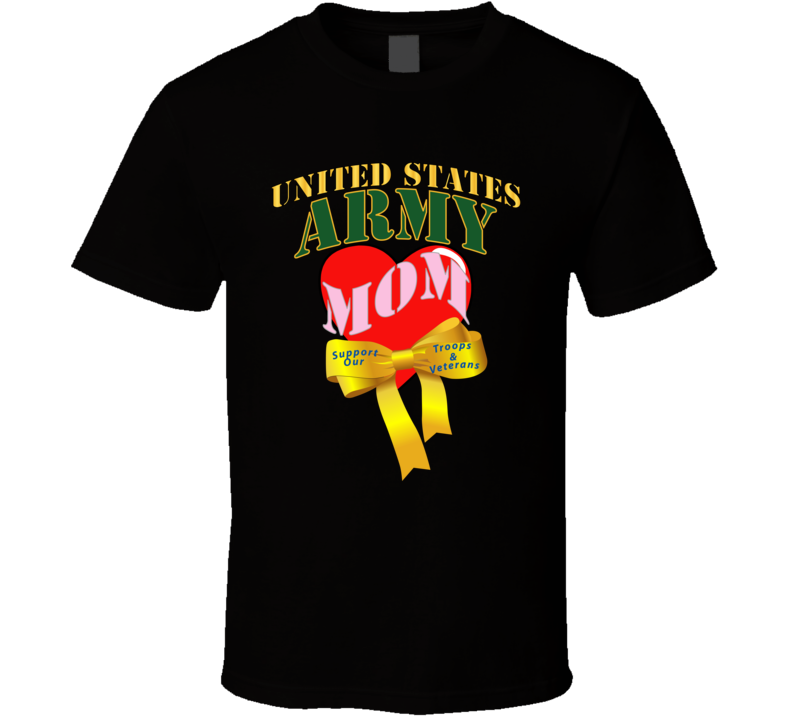 Army - Us Army Mom W Heart - Yellow Ribbon T Shirt