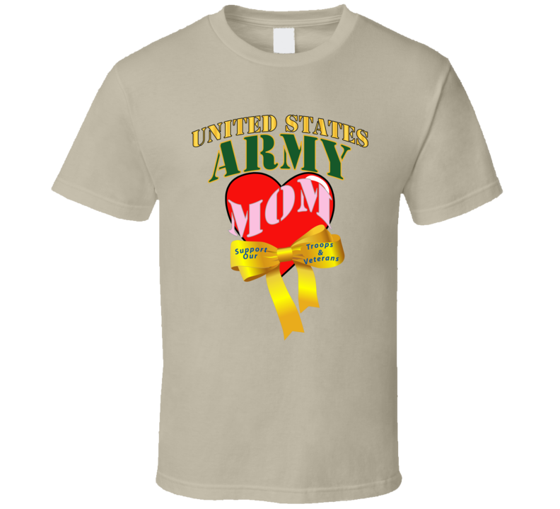 Army - Us Army Mom W Heart - Yellow Ribbon T Shirt