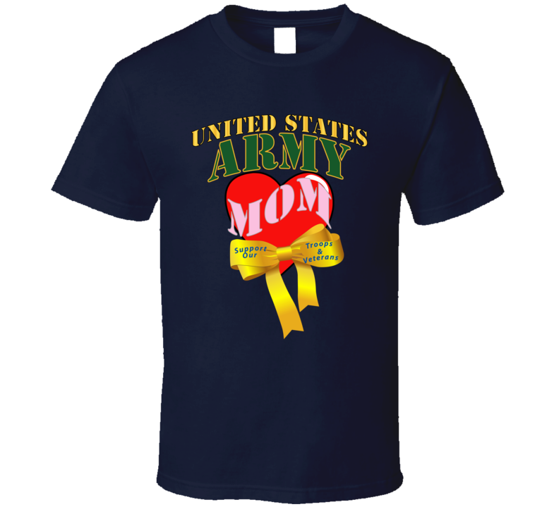 Army - Us Army Mom W Heart - Yellow Ribbon T Shirt