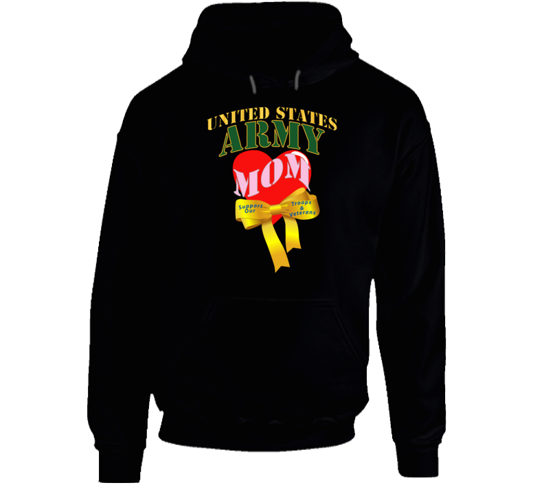 ARMY - US Army Mom w Heart - Yellow Ribbon Hoodie
