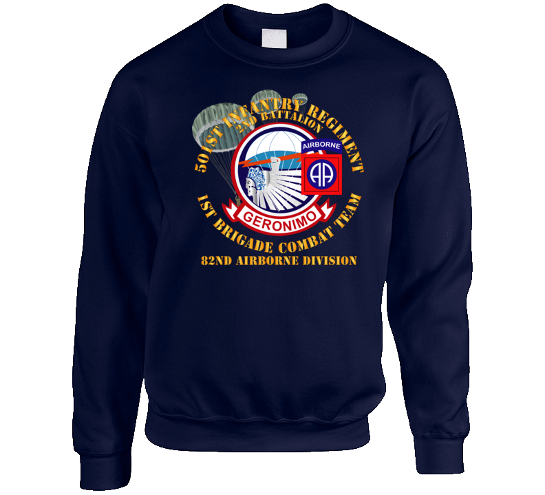 Army - 501st Infantry Regt - 1st Bde Cbt Tm - 82nd Abn Div Crewneck Sweatshirt
