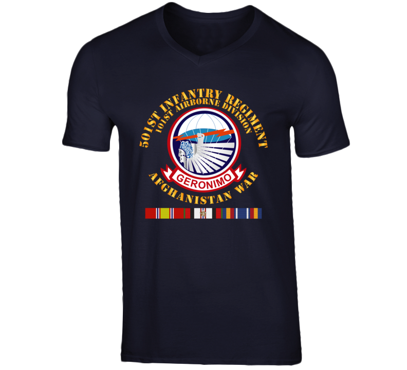 Army - 501st Infantry Regiment W Afghan Svc V-neck