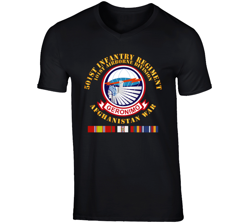 Army - 501st Infantry Regiment W Afghan Svc V-neck