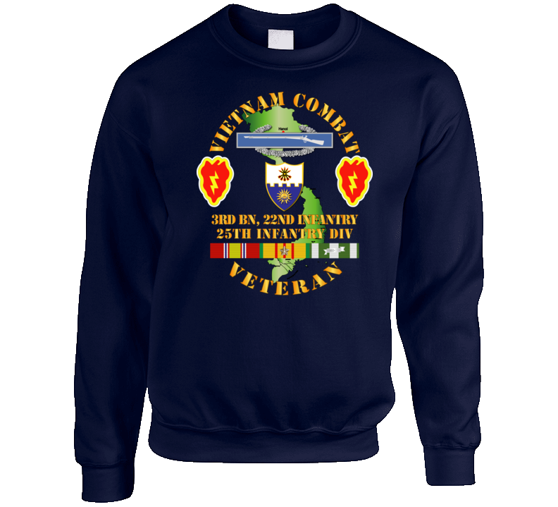 Army - Vietnam Combat Infantry Veteran w 3rd Bn 22nd Inf - 25th ID Crewneck Sweatshirt