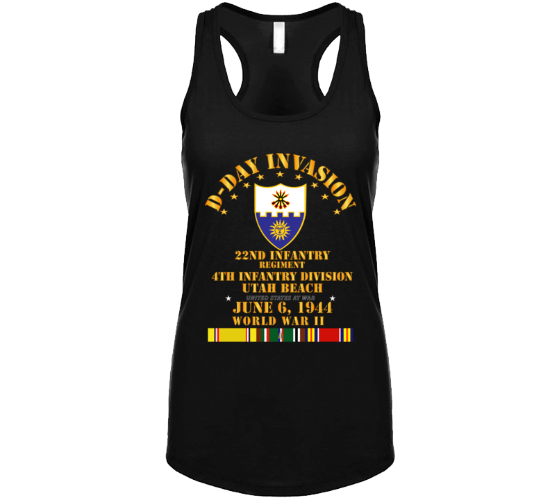 Army - 22nd Infantry Regt - 4th Id - D Day W Svc Tanktop