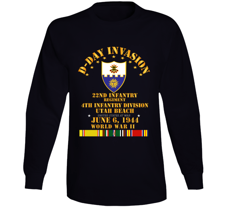 Army - 22nd Infantry Regt - 4th Id - D Day W Svc Long Sleeve