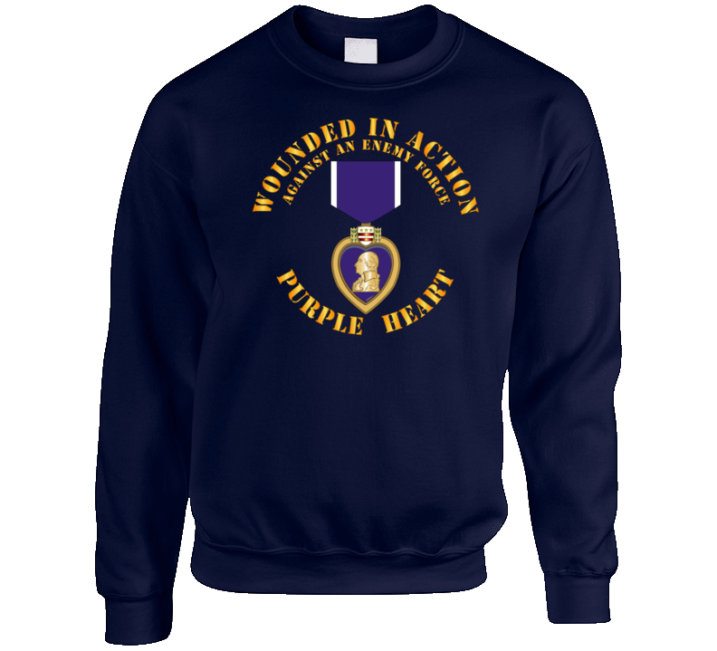 Wounded In Action - Purple Heart V1 Crewneck Sweatshirt