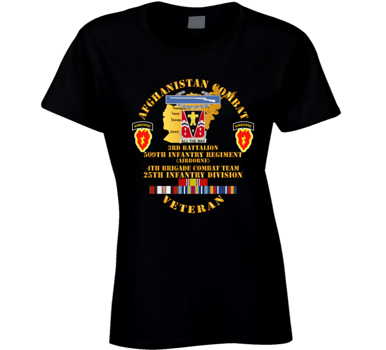 Army - Afghanistan - Vet - 3rd Bn 509th In - 4th Bct 25th Id W Afghan Svc Ladies T Shirt