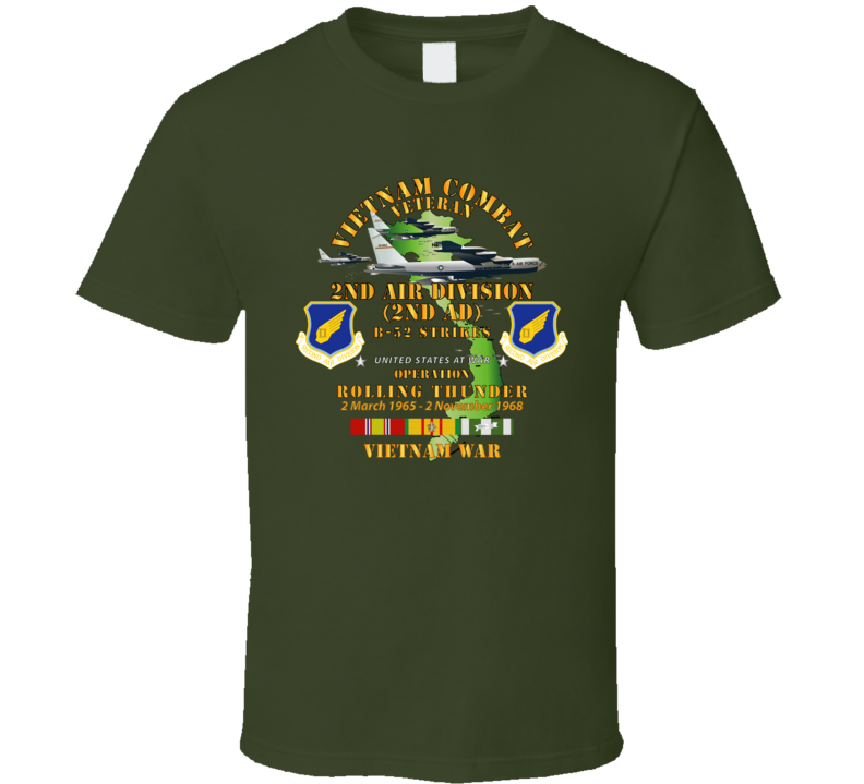Usaf - 2nd Air Division - Operation Rolling Thunder W Vn Svc T Shirt