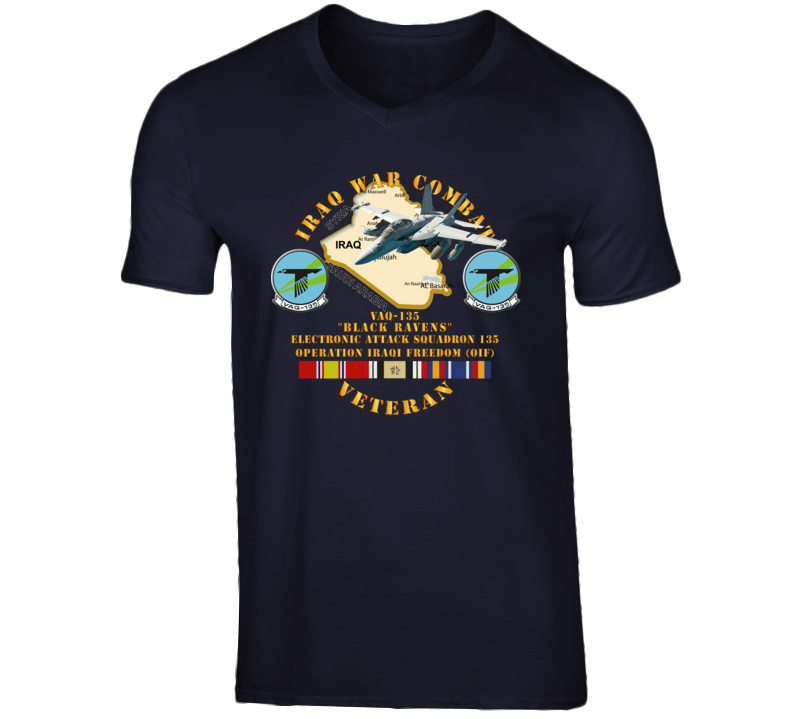 Navy - Iraq War Vet -vaq135 W Ea-18g Growler W Iraq Svc T Shirt
