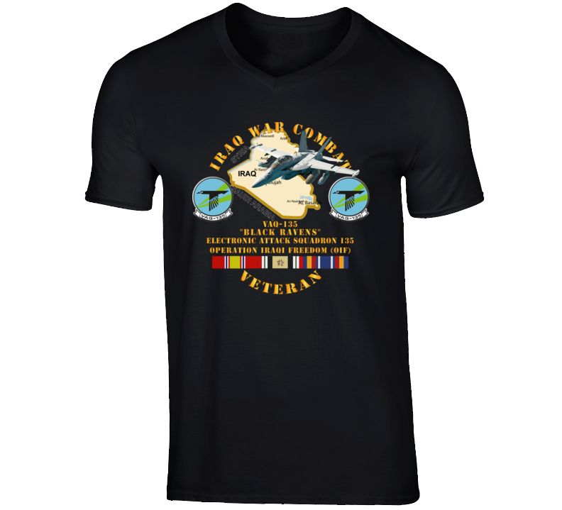 Navy - Iraq War Vet -vaq135 W Ea-18g Growler W Iraq Svc T Shirt