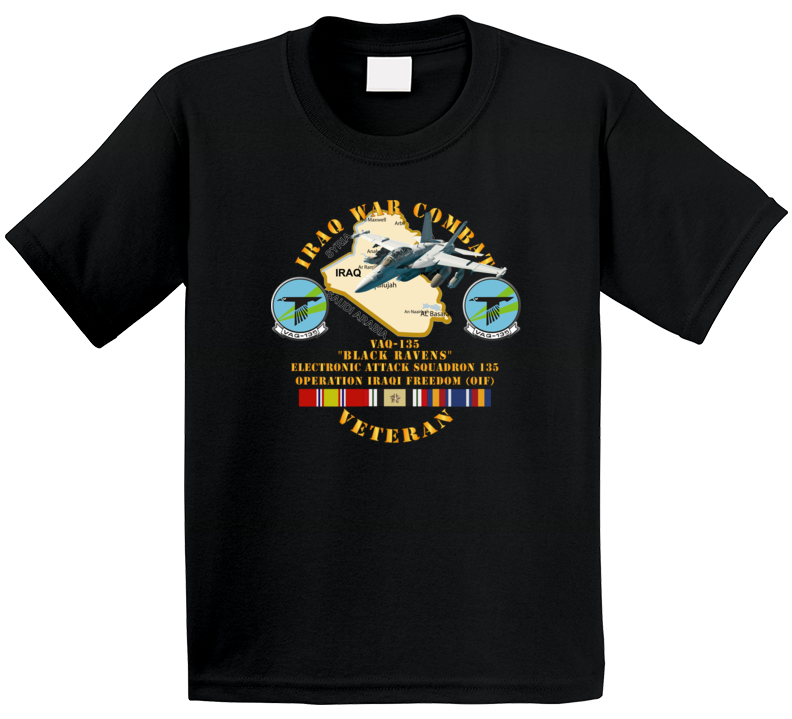 Navy - Iraq War Vet -vaq135 W Ea-18g Growler W Iraq Svc T Shirt