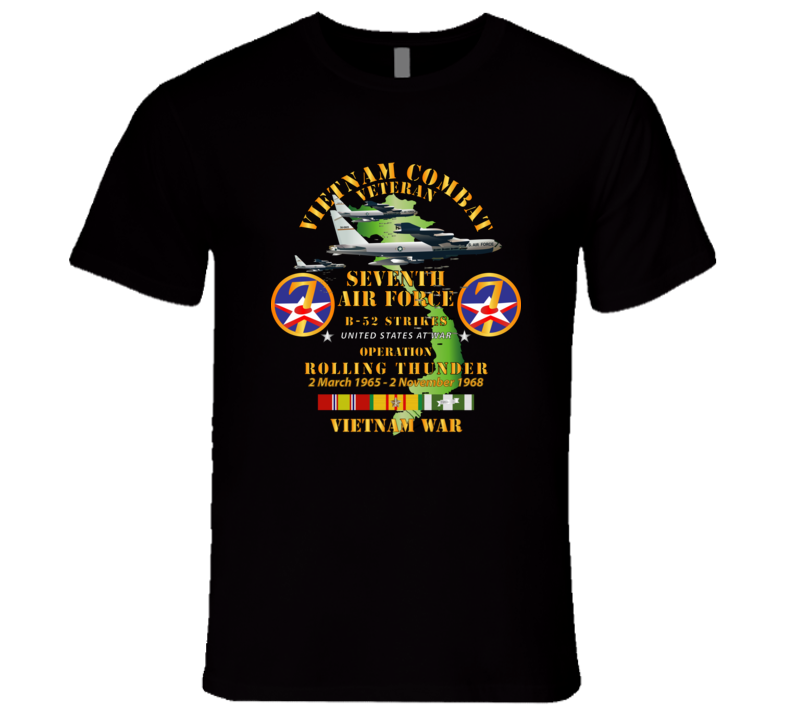 Usaf - Seventh Air Force - Operation Rolling Thunder W Vn Svc T Shirt