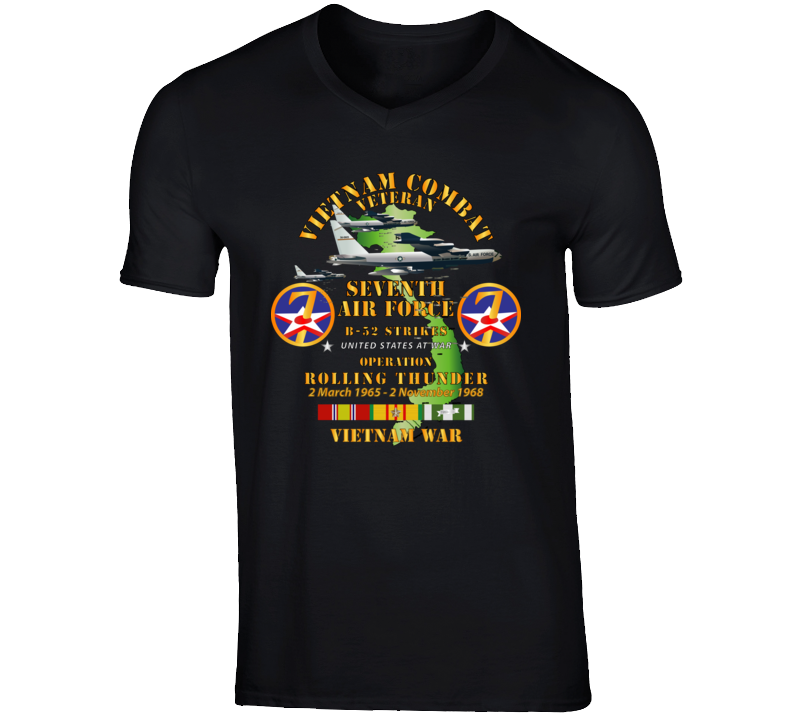Usaf - Seventh Air Force - Operation Rolling Thunder W Vn Svc T Shirt