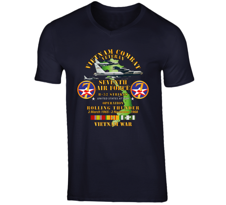 Usaf - Seventh Air Force - Operation Rolling Thunder W Vn Svc T Shirt