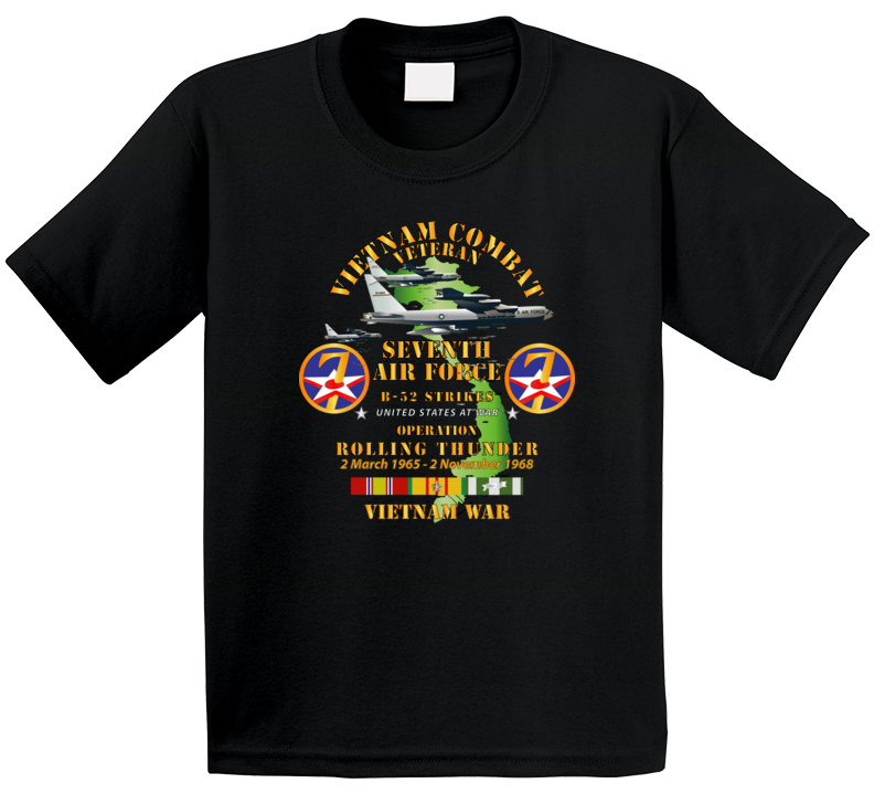 Usaf - Seventh Air Force - Operation Rolling Thunder W Vn Svc T Shirt
