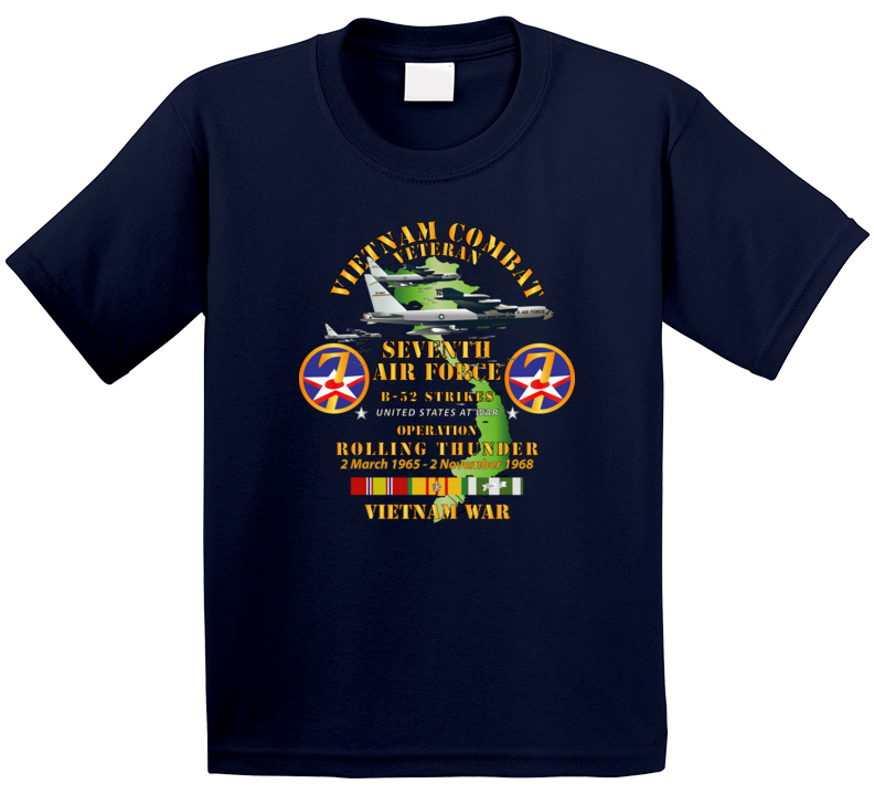 Usaf - Seventh Air Force - Operation Rolling Thunder W Vn Svc T Shirt