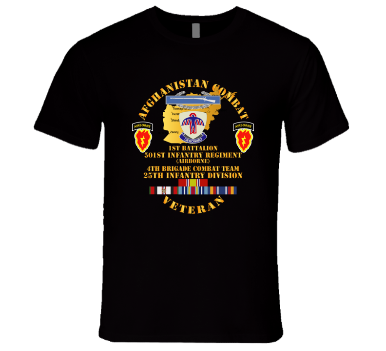 Army - Afghanistan - Vet - 1st Bn 501st -4th Bct 25th Id W Afghan Svc T Shirt