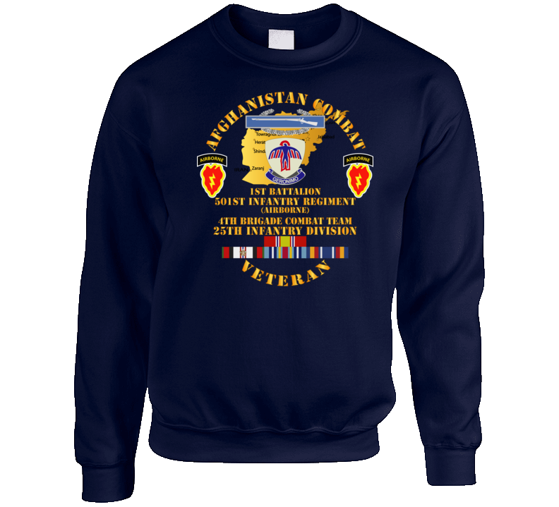 Army - Afghanistan - Vet - 1st Bn 501st -4th Bct 25th Id W Afghan Svc Crewneck Sweatshirt