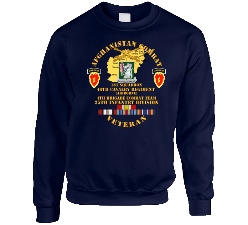 Army - Afghanistan - Vet - 1st Sqdrn 40th Cav - 4th Bct 25th Id W Afghan Svc Crewneck Sweatshirt