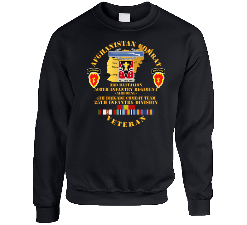 Army - Afghanistan - Vet - 3rd Bn 509th In - 4th Bct 25th Id W Afghan Svc Crewneck Sweatshirt